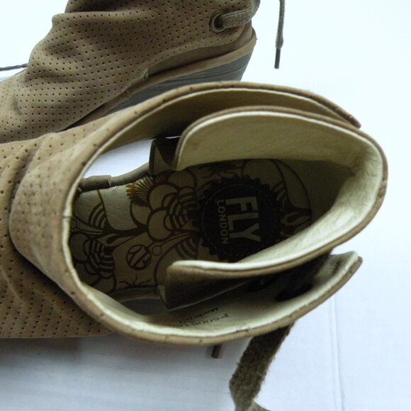 Worn Once! Fly London Yema Perforated Wedge Peep Toe Shoes 39 (9) - Picture 7 of 9